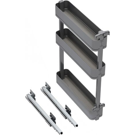 Emuca Flaschenregal seitlich ausziehbar Harmony mit Soft-Close, Modul Breite 150mm Höhe 800mm, Stahl und Holz, Anthrazitgrau (1/5)