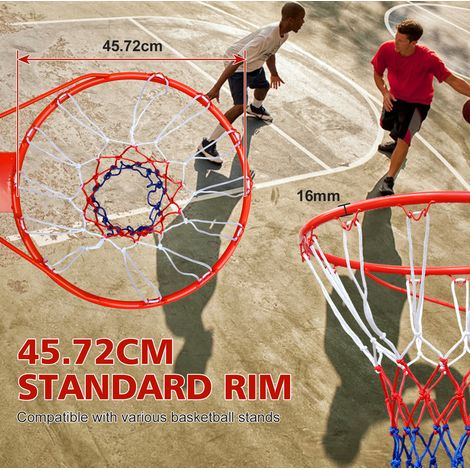 Aro de baloncesto de repuesto 45,72 cm con red, rojo (1/4)