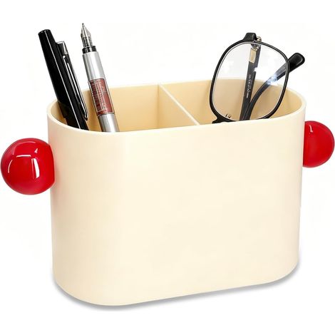 Beigefarbener, multifunktionaler Stiftehalter mit zwei Fächern und Aufbewahrungsbox, ideal für Büros, Schulen und Zuhause  Aufbewahrungsbox für Stifte, Bleistifte und kleine Accessoires (beige)