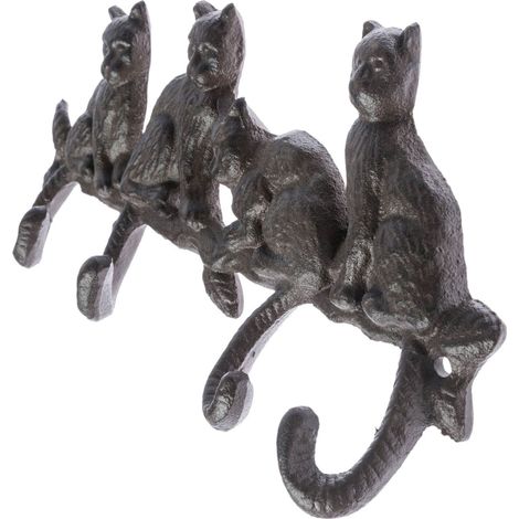 HOMESCAPES Hakenleiste 4 Katzen Kleiderhaken 721g