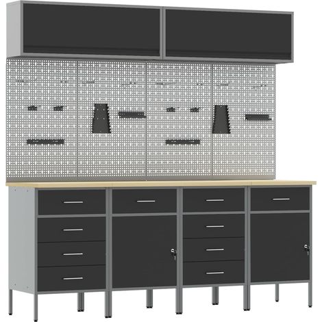 Maison Exclusive - Set di mobili da lavoro con cassetto con blocco 10 pcs Nero