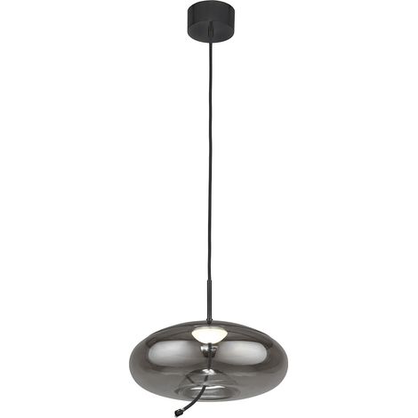 Lampadario Contemporaneo Lisbona Acciaio Cromo Vetro Nero Led 6W 2700K (1/3)