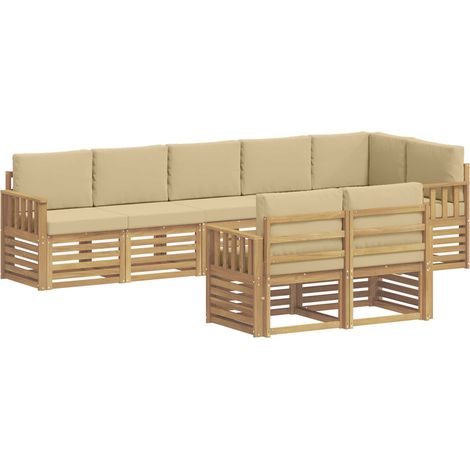 Outdoor-Sofagarnitur 8 stk. Weiß und Beige Polyester vidaXL (1/5)