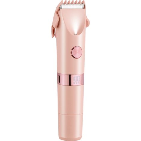 Recortadora de pelo femenina de doble cabezal con bloqueo de seguridad, suave con la piel, perfecta para la zona del bikini, el cuerpo y el rostro (rosa). (1/5)