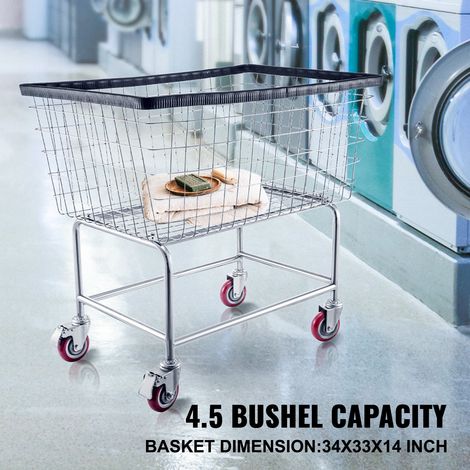 Chariot à Linge en Fil Métallique, Panier à Linge Mobile Commercial 158 L, Corbeille Linge Sale sur Roulettes Cadre en Acier, Dépla… (1/5)