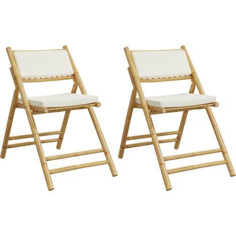 Chaises de bistro pliantes lot de 2 et coussins blanc crème (1/5)