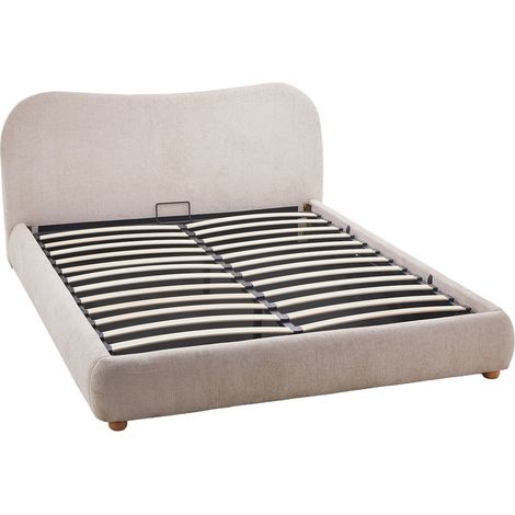 Bestmobilier – Lit coffre 160x200 cm en velours texturé – Rangement intégré – Sommier à lattes – Charge max 250 kg – Pieds en bois (1/5)