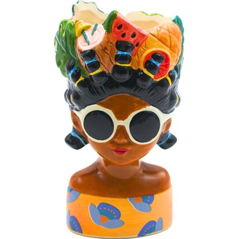 Vase décoratif en céramique pour Femme avec Lunettes de Soleil et Fruits Multicolore 10 x 10 x 20 cm (1/5)
