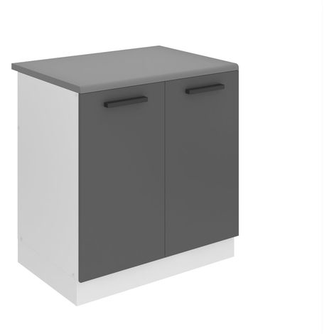 BELINI Meuble Cuisine Bas avec Plan de Travail SDZ I Meubles de Cuisine - Taille: 51,6 x 80 x 85 cm I Meuble sous Evier - 2 Portes I Couleur : Argent Mat