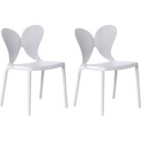 Set di 2 sedie da giardino in plastica Materiale sintetico Schienale a farfalla Grigio chiaro Larissa