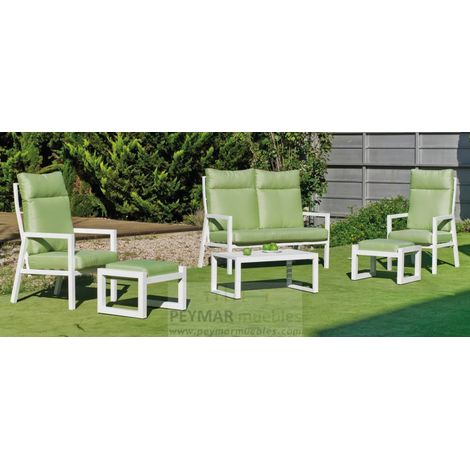 Conjunto terraza jardín aluminio Haston-7 con estructura en blanco. (1/3)