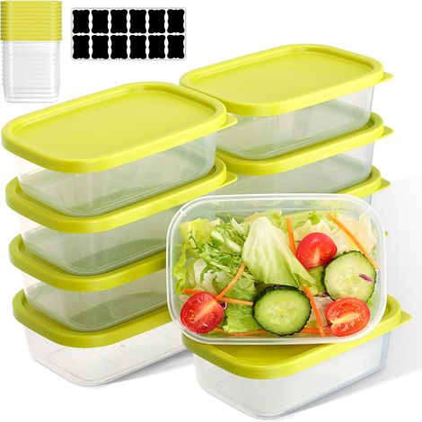 Boîtes de conservation avec couvercle-10 x 520 ML carrées, sans BPA, rangement et organisation des aliments, hermétiques, lavables au lave-vaisselle. Boîtes de congélation pour la préparation (1/5)