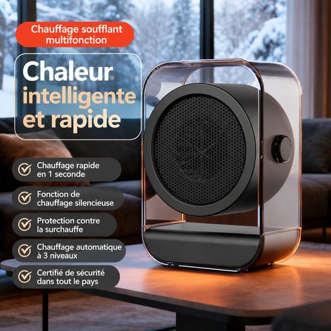 Radiateur soufflant électrique d'appoint 500W noir 220V en ABS noir 220v réf 2337 20 × 11,2 × 27,5 cm 1,05 kg – Livraison gratuite
