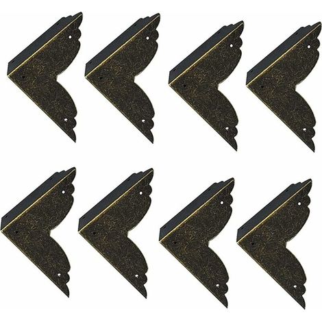ZVD-Lot de 8 Protecteurs Décoratifs d'Angle en Fer, Métal Bronze pour Meubles et Coffrets (1/4)