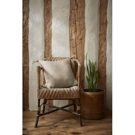 Coussin déhoussable avec pompons "Soline" Lin lavé 45 x 45 cm - Soline Sable - Soline Sable -