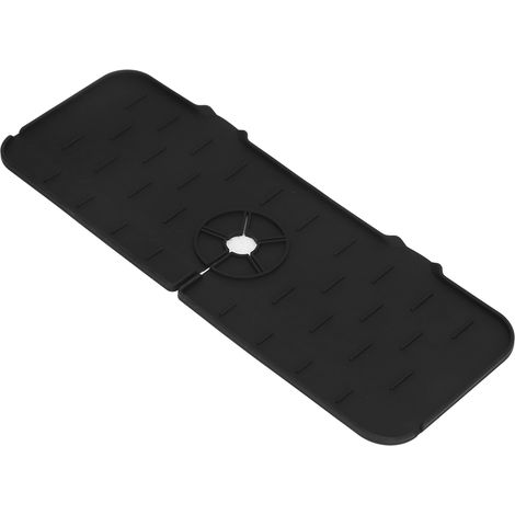 Tapis absorbant pour robinet, lavable et réutilisable, en silicone, pour évier et plan de travail, idéal pour la cuisine, la salle de bain et les camping-cars (61 x 14 cm, noir). (1/5)