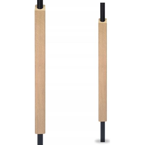 Balustre - 90 cm - Chêne - Acier inoxydable noir - Élégance et sécurité
