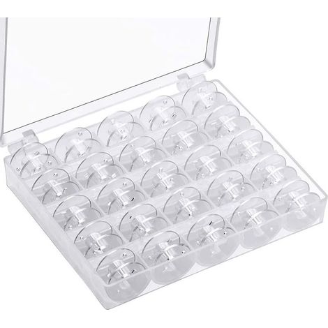 (25 pièces Transparente) Canette Machine a Coudre,Bobines pour Machine à Coudre Canettes de Couture \u200b\u200bUniverselle Bobine de Machine à Coudre en Plastique avec Boîte de Rangement (1/5)