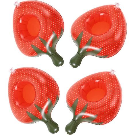 Porte-gobelets flottant gonflable 4 pièces pour piscine, porte-boissons léger et réutilisable, idéal pour les fêtes au bord de la piscine et les activités de plein air. (1/5)