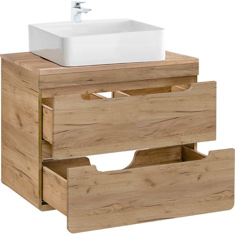 Waschtischunterschrank 81 cm mit Keramikbecken LUTON-56-CRAFT Wotan Eiche Nb. B/H/T ca. 81/75,5/46 cm (1/5)