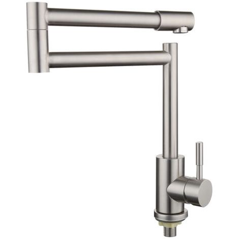 Robinet de cuisine pliable en acier inoxydable 304, rotation à 360°, design compact Disponible en 4 couleurs, chromé (1/4)