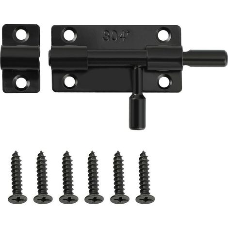 Loquet Porte, Loquets et Verrous Porte Fermoir Pratique, Verrou Porte Exterieur pour Portes, Fenêtres, Clôtures, en Acier Inoxydable SUS304, Verrou Porte Coulissante, Noir