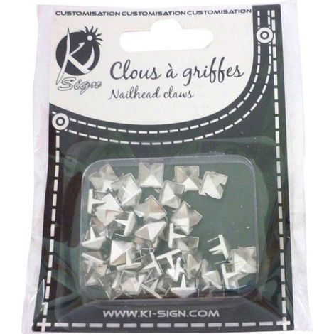 Ki-Sign - Clous rivet à griffes Carré 6mm Argenté 60 pièces