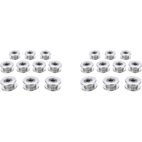 Rodamiento de polea tensora GT2 de 20 dientes (20T), orificio de 5 mm, 20 dientes, apto para correa de 6 mm, impresora 3D Reprap (20 unidades)