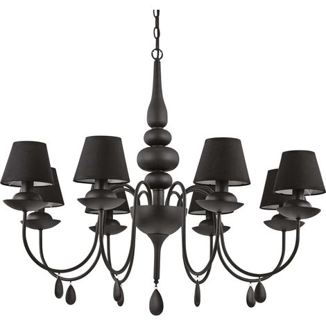 Ideal Lux Blanche - Lustre à 8 bras multiples au fini noir, E14 (1/2)