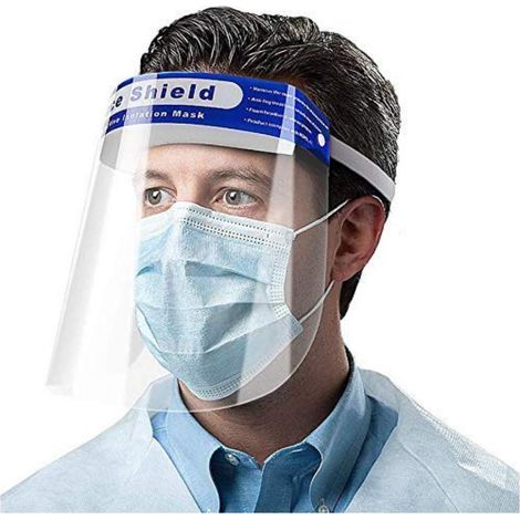 Bestie Visiera Protettiva Regolabile Trasparente in Plastica con Elastico per Prevenire la Saliva, Gocciolina (Confezione da 10 Pezzi) (1/3)