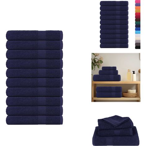 Serviettes de sauna 10 pcs bleu marine 80x200 cm 100% coton - Serviette De Sauna - Serviettes De Sauna - Serviette - Serviette Avec Boucle De Suspension (1/5)
