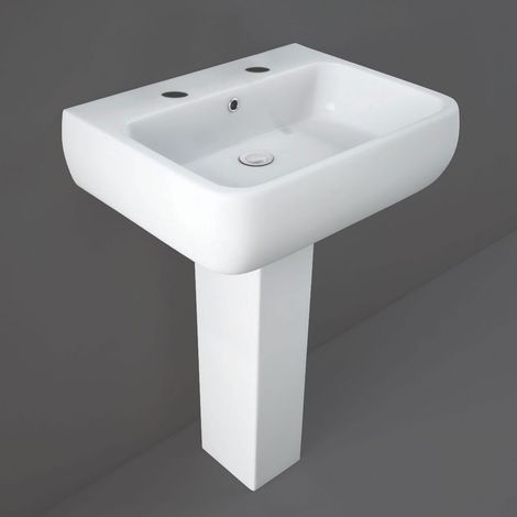 RAK Metropolitan Basin and Full Pedestal 520mm Wide - 2 Tap Hole (1/3)
