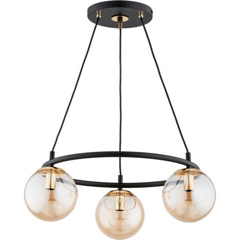 Lampada a sospensione Ringo nera/oro vetro 3xE14 Ã54cm