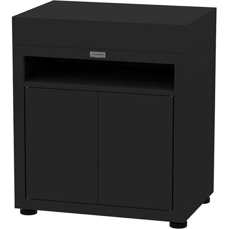 Le Marquier – Meuble de cuisine extérieure noir en acier époxy – Large plan de travail 80x55 cm – 2 portes avec système push-pull – 4 pieds réglables (1/3)