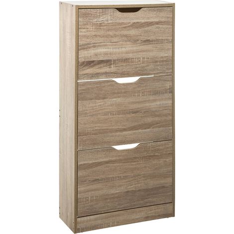 Scarpiera 3 Cassetti effetto Rovere Naturale cm.60x23x119