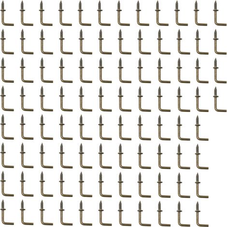 100 crochets à vis en L, 1,27 cm, bronze, forme L, à visser (1/5)