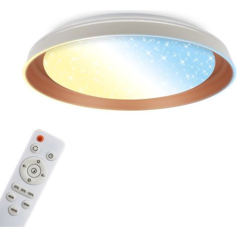 Briloner LED Deckenlampe Fernbedienung Ø43cm Rund 24W 2600lm 3000K-6500K Warmweiß bis Tageslichtweiß Dimmbar Warm Grey Coffee - Deckenleuchte Wohnzimmer Schlafzimmer Flur