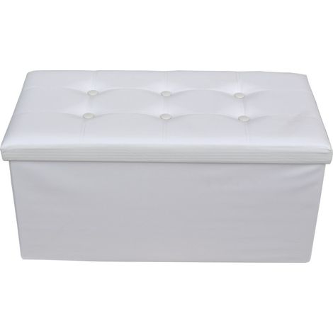 Rebecca Mobili Baúl Asiento Puff plegable Reposapies Blanco 38x76x38