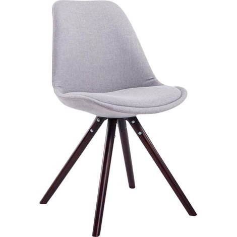 Silla de comedor de diseño escandinavo en tela gris y patas de madera marrón, forma redonda 100003445 (1/5)