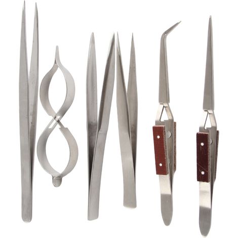 6-teiliges Set aus geraden und gebogenen Schmuckzangen mit selbstsichernden Spitzen zur Schmuckherstellung (1/5)