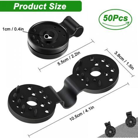 NALOOKAMIC 50 accessoires de fixation pour parasols de grande taille, de 1 cm de diamètre, adaptés aux parasols et voiles d'ombrage, clips spéciaux avec trous (1/4)