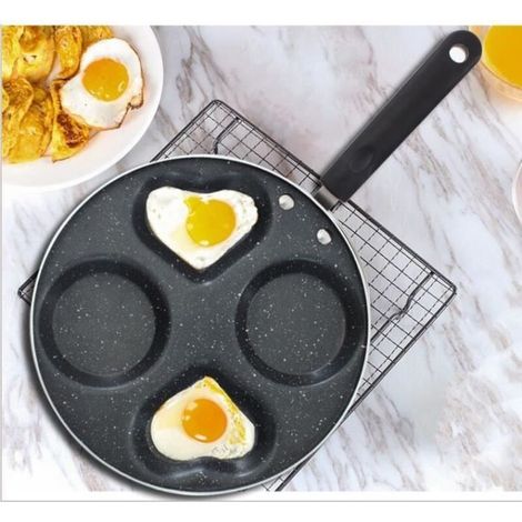 Petite poêle à frire pour œufs 4 tasses en aluminium poêle à crêpes Burger Cooker Pan(Flamme nue)
