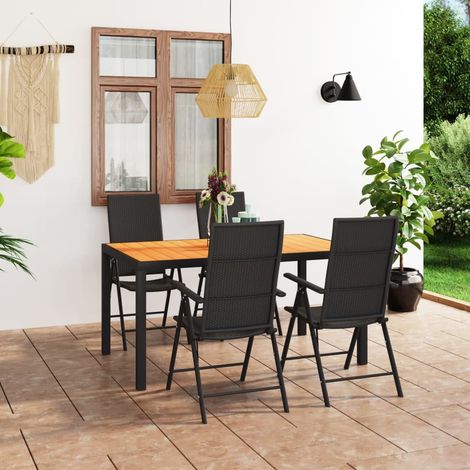 Ensemble Table et Chaise de Jardin Salon de jardin 5 pcs Noir et marron 42699 (1/5)