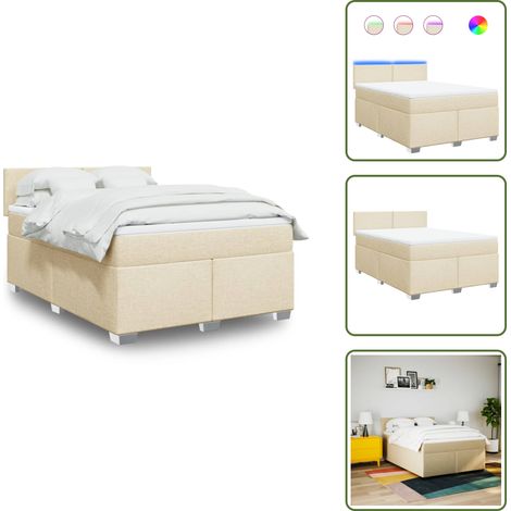 Boxspringbett mit Matratze Creme 160x200 cm Stoff - Boxspringbett - Boxspringbetten - Bett - Bettgestell (1/5)