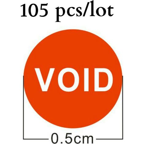 Etichette bollini adesivi arancione antimanomissione con sigillo di garanzia e scritta "VOID" - 105 pezzi (1/4)