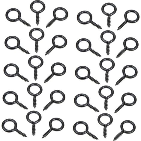 30 crochets à œillet, noir, fer, pour fixation et extérieur (1/5)