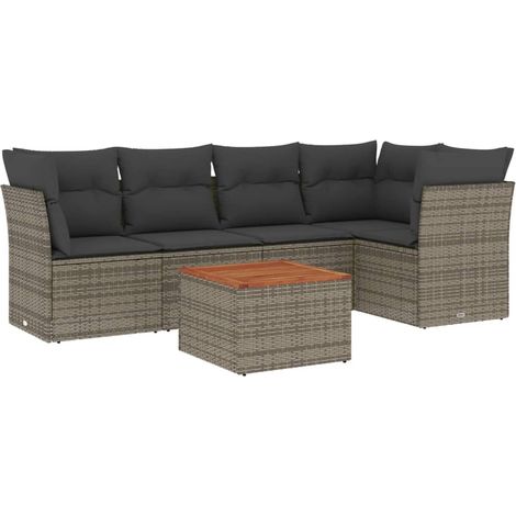 Maison Exclusive - 6-tlg. Garten-Sofagarnitur mit Kissen Grau Pol