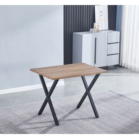 Table de cuisine, table de repas en MDF avec pieds en métal coloris noir - Longueur 100 x Profondeur 70 x Hauteur 76 cm -PEGANE-