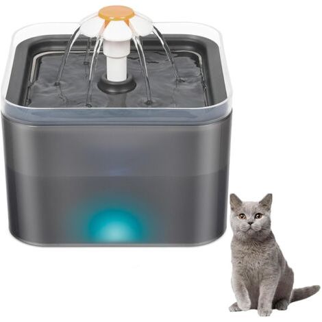 Fontaine à Eau pour Chat Chien 2 L, Distributeur Eau pour Chat Silencieux avec Filtre Remplaçable, Grise (1/5)