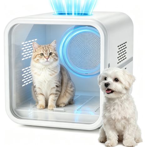 Séchoir automatique animaux, Boîte Séchage animaux, 360° Séchage, Température réglable, Séchoir professionnel pour Chat Petit Chien